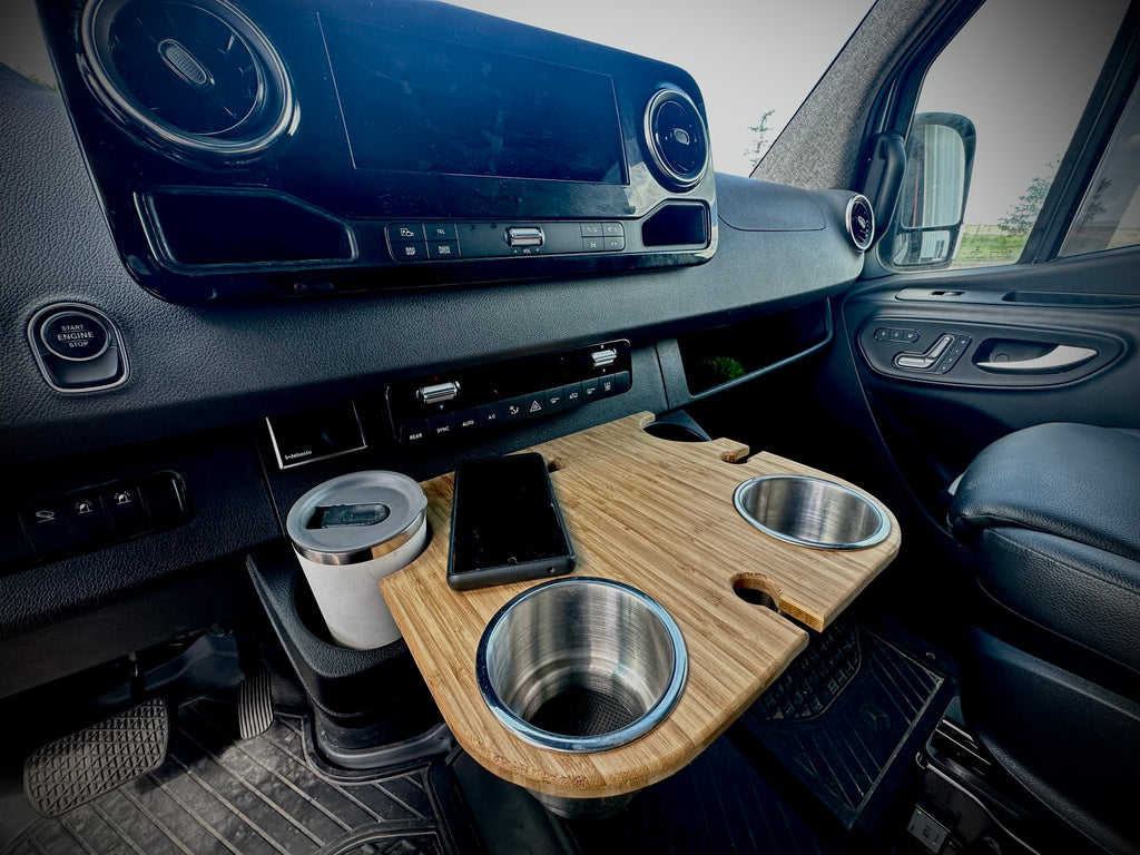 Sprinter Cupholder, snack tray, Bamboo or recycled materials and